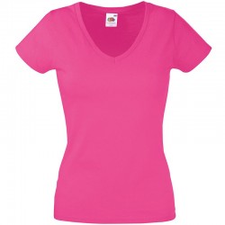Plain tee Lady-fit valueweight v-neck FRUIT of the LOOM 160 GSM